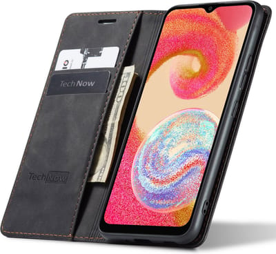 Hoesje geschikt voor Samsung Galaxy A04e - Book Case Leer Slimline Zwart