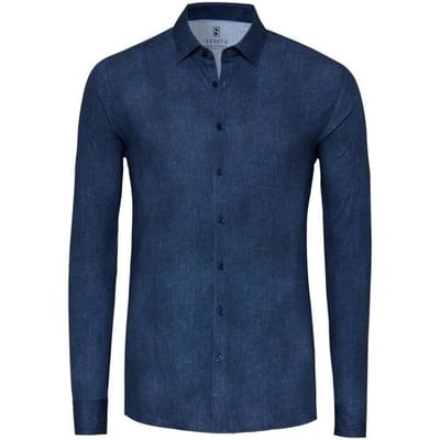 Desoto Overhemd Faux Uni Denim Look Donker Blauw / male