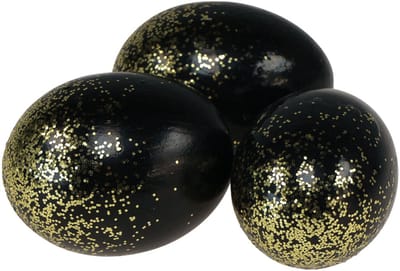 Decoratieve paaseieren echt kippenei zwart met gouden glitters H5,5–6c