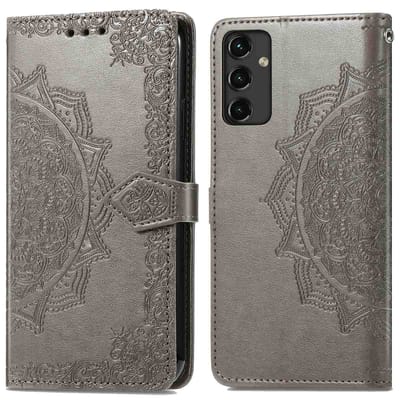 imoshion Hoesje - Geschikt voor Samsung Galaxy A14 (5G) / A14 (4G) - Mandala Bookcase - Grijs