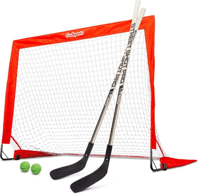 Straathockeyset - Hockey set - Buiten spelen - Compleet met doel - 1.2 x 0.8m doel - Rood