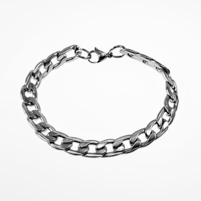 22cm, 9mm Gedetailleerde Armband Heren - RVS Zilverkleur - Cubaanse Schakelarmband