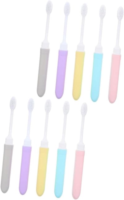 Reis Tandenborstels - Opvouwbare Mondverzorging - Hygiënisch Op Reis - Antislip Handvat - 10 Stuks - Gemengde Kleuren