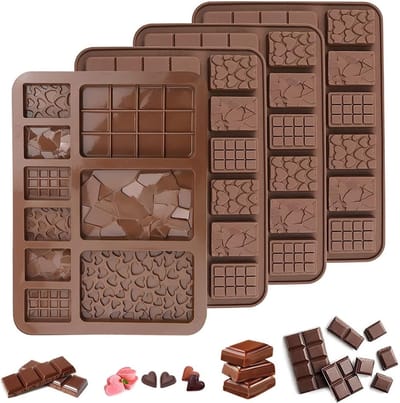 Siliconen Mallen Set van 4 voor Chocolade, Eiwit- en Energiebars, Perfect voor Zelfgemaakte Snoep en Chocoladecreaties van 20.3 x 15 cm