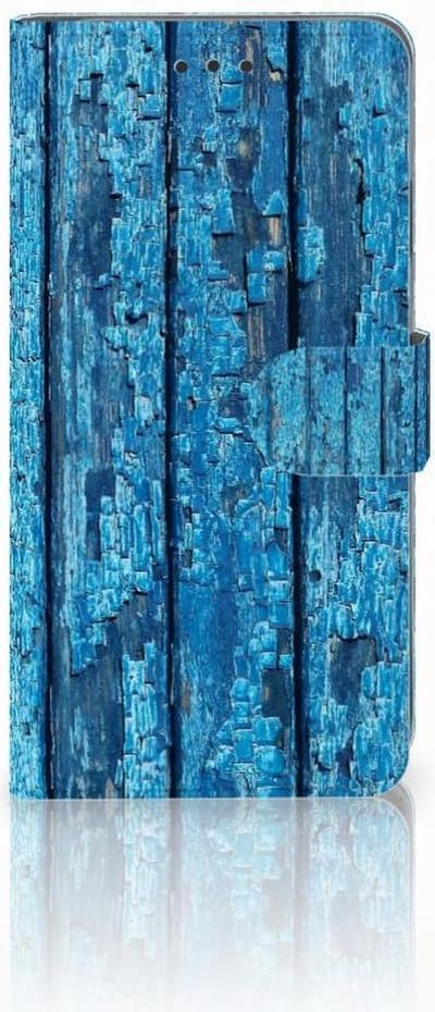Apple iPhone Xs Max Book Style Case Wood Blue