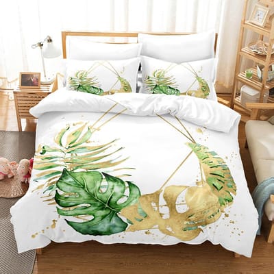 Ensemble de literie de haute qualité Feuilles vertes Forêt tropicale Housse de couette Ensemble Taies d'oreiller Literie Maison Housse de couette 220x240 King Queen 140x200cm 3pcs