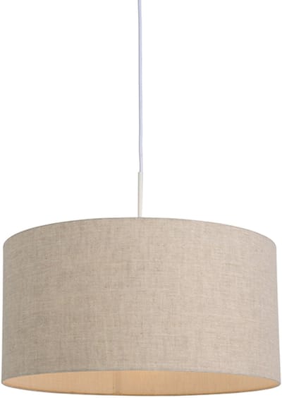 QAZQA combi - Landelijke Hanglamp met kap - 1 lichts - Ø 500 mm - Grijs - Woonkamer | Slaapkamer | Keuken