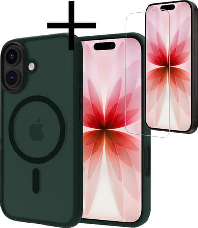 Hoesje - Met Screenprotector - Geschikt voor Apple iPhone 17 - Magsafe Compatible - Sterk & Shockproof - Back Cover - Shock Proof Case - Telefoon Hoes - Donkergroen