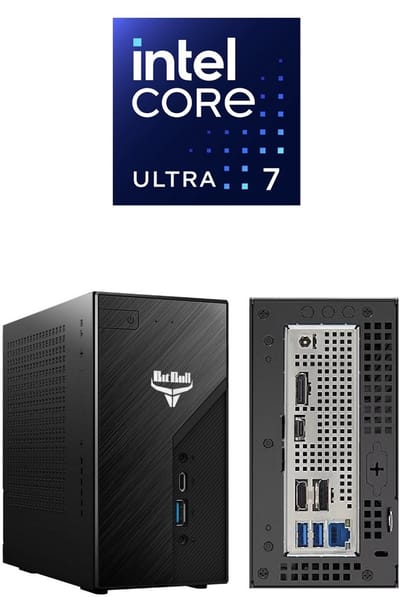BitBull Mini PC|Intel Core Ultra 7|32GB DDR5 RAM|2TB SSD|INCLUSIEF MS OFFICE 2024|24-Core 270K PLUS|WIFI 6E|BT 5.4|LAN 2.5|USB Gen 2x2|Thunderbolt 4|4 Monitoren Support