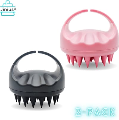 Scalp Massager - Massage Borstel Hoofdhuid - Brush - 2 Stuks - Roze & Zwart - Siliconen Haarbostel - Massage - Stress Vrij - Gezonde Hoofdhuid - Verminderd Roos - Roosvrij - Gezond Haar