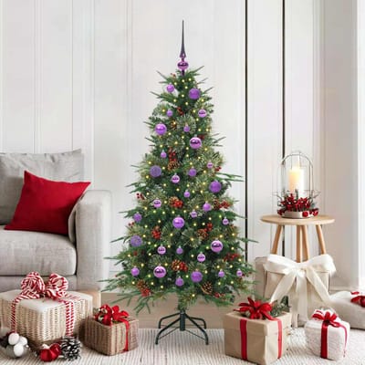 vidaXL - Kunstmatige - Hinged - Kerstboom - met - 150 - LED - Groen - 150 - cm - PE - en - PVC