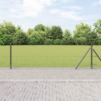 Hekpalen Set - Stalen Palen - Tuin Beveiligen - Weerbestendig Ontwerp - 10 x 0.4 m - Grijs
