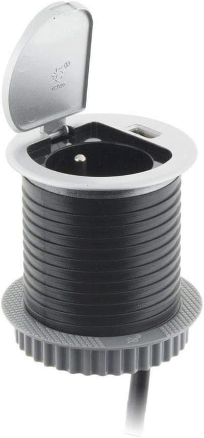 Compact inbouwcontactblok met USB-aansluiting voor bureau en keuken