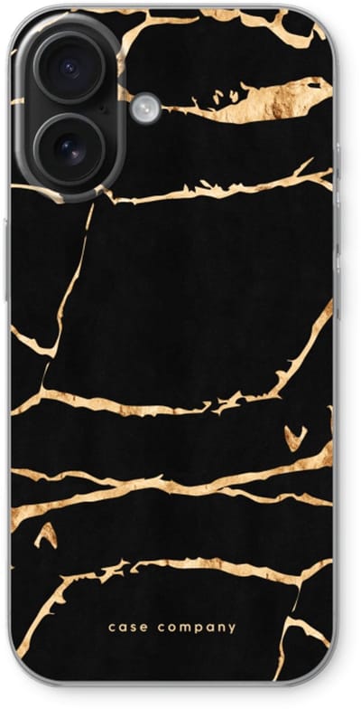 Case Company® - Hoesje geschikt voor iPhone 16 hoesje - Gouden marmer - Soft Cover Telefoonhoesje - Bescherming aan alle Kanten en Schermrand