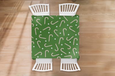Kerst Tafelkleed - Kerstmis Decoratie - Tafellaken - Kerstmis - Patronen - Zuurstok - Sterren - 100x100 cm - Kerstmis Versiering - Tafeldecoratie Kerstmis - Kerstdecoratie tafel - Tafelversiering