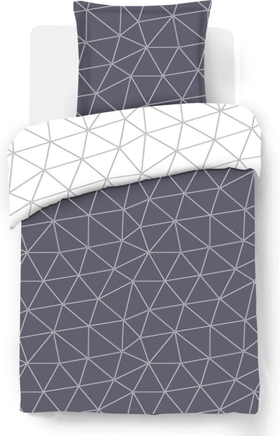 VISION Hugo - Tweezijdig omkeerbaar Dekbedovertrekset - 100% katoen: zacht en soepel - Eenpersoons - Dekbedovertrek 140 x 200 cm met 1 bijhorende sloop - Grijs / Wit - Oekotex gecertificeerd