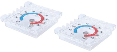 Raamthermometer Set - Temperatuurmeter Buiten - Buiten Temperatuur - Transparant Zicht - 8x8cm - Transparant