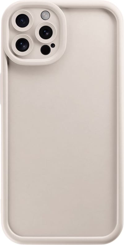 Casimoda® hoesje - Geschikt voor iPhone 12 Pro - Effen Beige - Effen telefoonhoesje met lensbescherming - TPU - Backcover - Bruin/beige