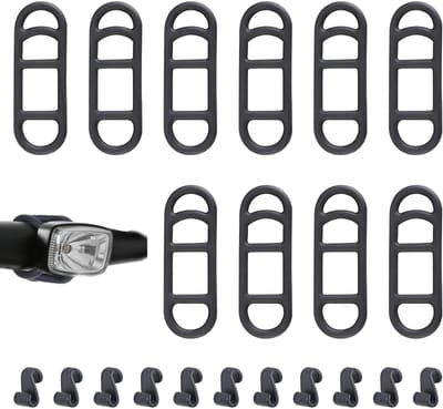 Dailygoods - Dailygoody - Set van 20 Fietslampen Houders - 10 Silicone Straps & 10 Haakclips voor Veilig Bevestigen van Fietslampen