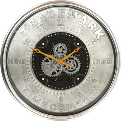 Clock Gear Grey/black 80 cm diameter - draaiende tandwielen - radar geluidloos - klok - horloge - landelijk - industriestijl - industrieel - cadeau - geschenk - kerst - nieuwjaar - verjaardag - gift -  origineel - interieur -  wand- en muurdecoratie