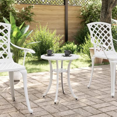 vidaXL - Tuintafel - Ø - 48x53 - cm - gietaluminium - wit