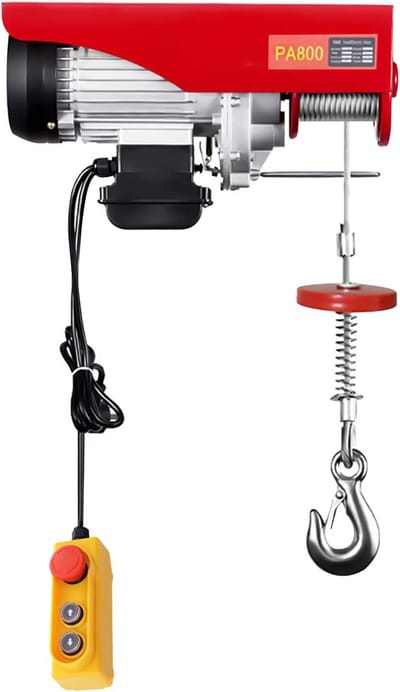 Elektrische Staalkabel Lier 800 kg 1300W - Hefhoogte 6m/12m - Kraanlier met Noodstop