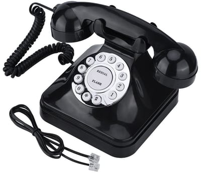 Allecto - Retro vintage telefoon - Multifunctionele kantoorhuistelefoon - Zwart - Draad telefonie - Vintage uitstraling - Geschikt voor huisgebruik...