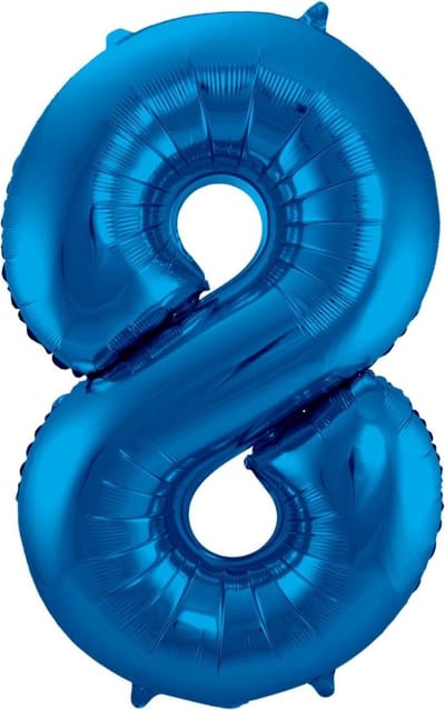 Ballon Cijfer 8 Jaar Blauw 70Cm Verjaardag Feestversiering Met Rietje