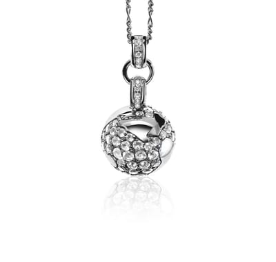 ZINZI zilveren wereldbol hanger 39mm bezet met witte zirconia's ZIH618