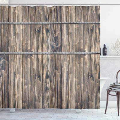 ABAKUHAUS Rustiek douchegordijn – 175x220 cm – Bruin/Grijs, polyester