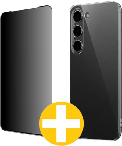Hoesje en Privacy Screenprotector Combi Geschikt Voor Samsung S23 - Transparant Hoesje + Privacy Glas
