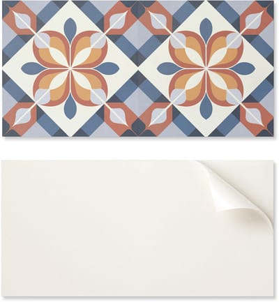Zelfklevend bedrukt vinylpaneel 100x50 cm met geometrisch bloemenpatroon