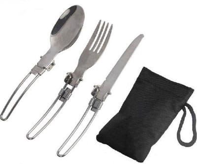 Outdoor Bestek - Set - 3 Stuks - Vork - Lepel - Mes - Outdoor - Camping - Reizen - Picknick - Opvouwbaar - Rvs - Bestek - Servies