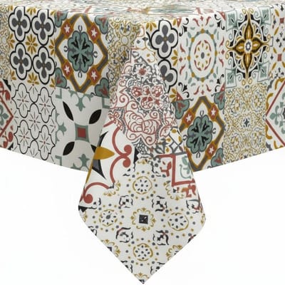 Protecttable - Rond Tafelzeil Tegeltjes Terra ⌀138cm - Tafelkleed Afwasbaar - Kunststof