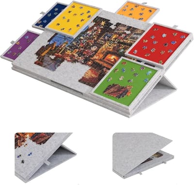 Kantelbare Puzzeltafel - Puzzelbord Opvouwbaar - Puzzel Plezier - Stofdichte Dekselmodus - 90x63cm - Lichtgrijs