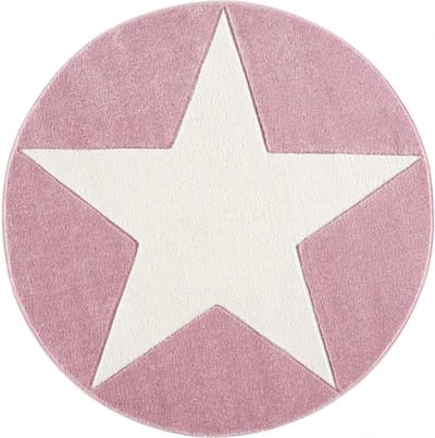 Livone - Kindervloerkleed Happy Rugs Star Rond - Roze Ø 133 cm