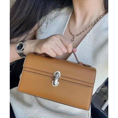 Handtas, Leren Clutch, Kleine Vierkante Tas, Eenvoudige Franse Leren Tas, High-end Clutch Tas brown