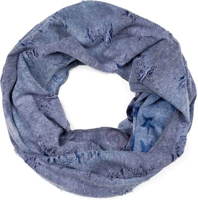 styleBREAKER Unisex Loop Sjaal met Uitgesneden Stermotief en Rips in Vernietigd Denim Look, Buis Sjaal 01017143