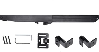 Deur schuifdempersysteem, 31 x 1.8 x 2.3 cm, Zwart Staal, Verstelbare Buffer voor Schuifdeuren, Geluidsreductie en Stabiliteit