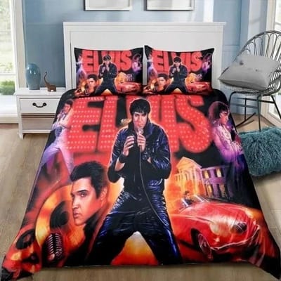 P-Presley Dekbedovertrek Retro E-Elvis Beddengoed Set Dekbed Beddengoed Set Dekbedovertrek Kussensloop King Queen Twin Maat Jongens Meisjes Volwassenen 100x135cm-2pcs