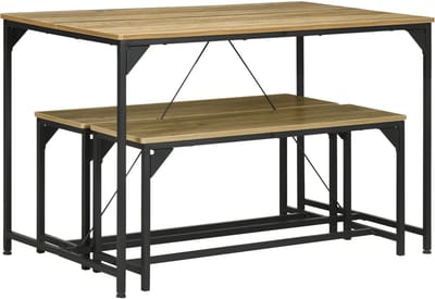 4goodz Eetkamerset Industrieel Design 3-delig voor 4 Personen - Eettafel met 2 Banken