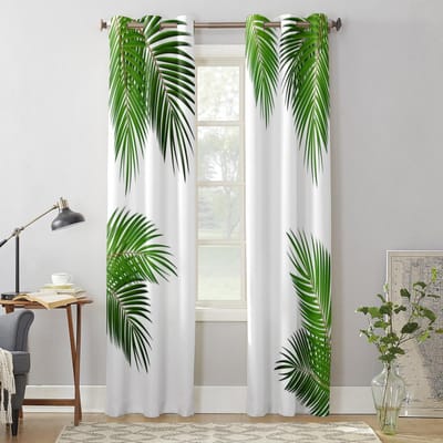 Blad Eenvoudige Witte Achtergrond Raamgordijn Modern Europese Stijl Gordijnen voor Slaapkamer Woonkamer Achtergrond Gordijn 135W x 60H(cm) x1 white
