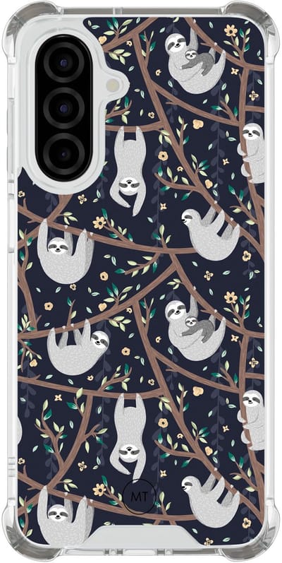 Hoesje (shockproof) geschikt voor Samsung Galaxy A26 - Luiaard print - Extra sterke case - TPU/polycarbonaat - Print - Blauw, Transparant