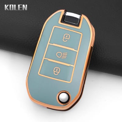 TPU Autosleutelhoes Cover Shell Voor Peugeot 208 308 408 508 2008 3008 4008 5008 Voor Citroen C3 C4 Cactus C6 C8 Sleutelbeschermer Houder gray