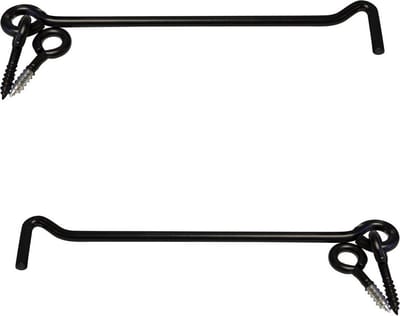 2x stuks windhaak / windhaken - zwart - staal geepoxeerd - 200 mm - stormhaken / deurhaken / raamhaken