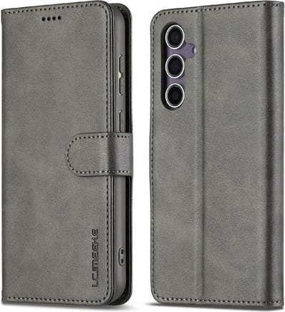 LC.IMEEKE Hoesje - Geschikt voor Samsung Galaxy S25 Hoesje - LC.IMEEKE Luxe Book Case - Grijs