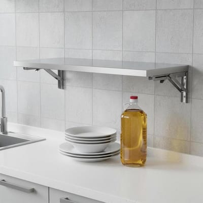 Wandklaptafel - Opklapbaar Bureau - Ruimte Besparen - Stevig Roestvrij Staal - 120x40cm - Zilverkleurig