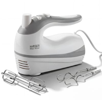Haeger Max Mixer Handmixer - 5 Snelheidsstanden & Turbofunctie - Krachtig 500W - Inclusief Gardes En Deeghaken - Wit
