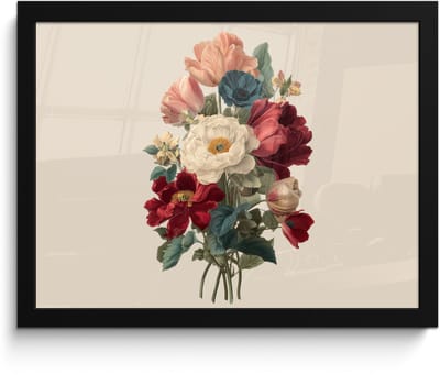 Poster in lijst - Fotolijst 40x30 cm - Posters - Boeket - Warme tinten - Elegant - Posterlijst zwart - Decoratie - Wanddecoratie woonkamer - Muurdecoratie slaapkamer