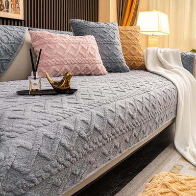 Eenvoud Effen Kleur Dik Pluche Bankhoezen Handdoek Zacht Pluche Bankhoes voor Woonkamer L-vormige Hoekbanken Decor Kussen 70x70cm 1pcs
